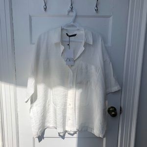 Bright white oversized  Zara blouse